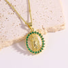 Pendant Necklace Copper Zircon Geometric Style