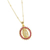 Pendant Necklace Copper Zircon Geometric Style