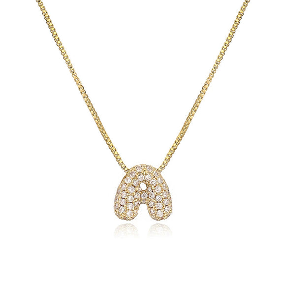 Pendant Necklace Copper Zirconia Letter Hip Hop Box Chain Women's