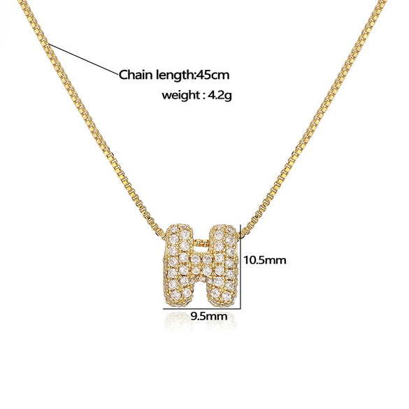 Pendant Necklace Copper Zirconia Letter Hip Hop Box Chain Women's