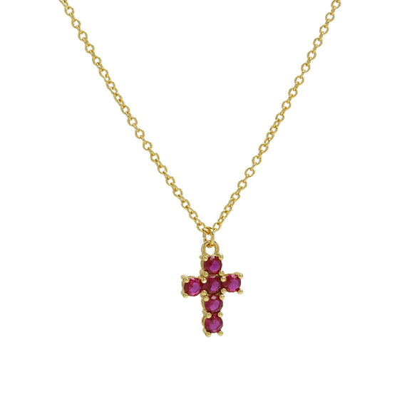 Pendant Necklace Copper Zirconium Birthstone Cross Electroplating Ochain For Women
