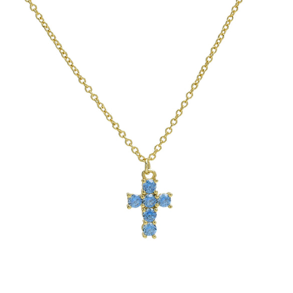 Pendant Necklace Copper Zirconium Birthstone Cross Electroplating Ochain For Women