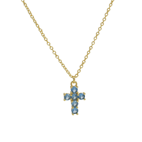 Pendant Necklace Copper Zirconium Birthstone Cross Electroplating Ochain For Women