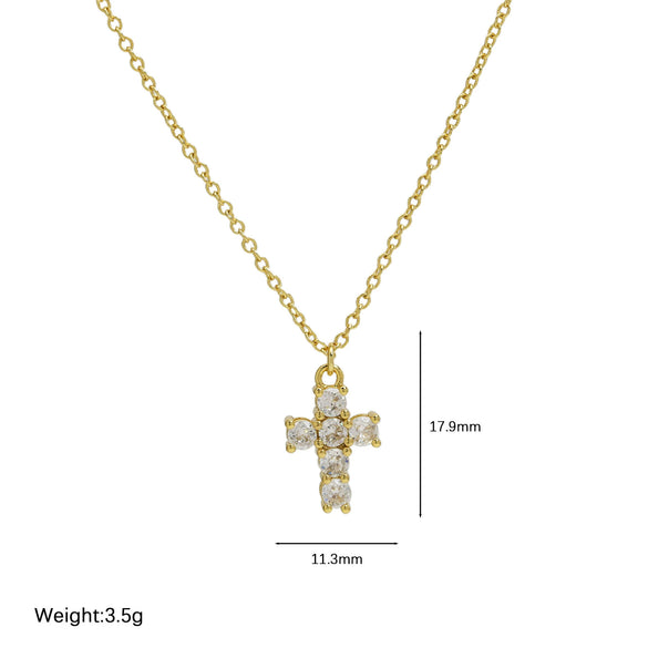 Pendant Necklace Copper Zirconium Birthstone Cross Electroplating Ochain For Women