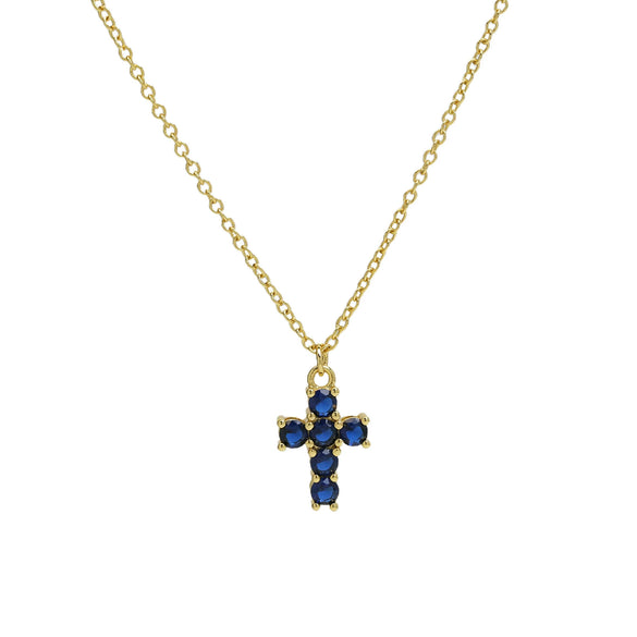 Pendant Necklace Copper Zirconium Birthstone Cross Electroplating Ochain For Women
