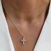 Pendant Necklace Copper Zirconium Birthstone Cross Electroplating Ochain For Women