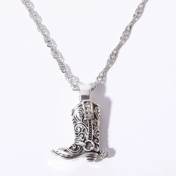 Pendant Necklace Cowboy Boots Style Copper Electroplated Jewelry