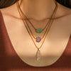 Pendant Necklace Crystal Wax Thread Stone Geometric Style