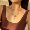 Pendant Necklace Crystal Wax Thread Stone Geometric Style