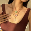 Pendant Necklace Crystal Wax Thread Stone Geometric Style