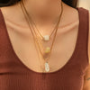 Pendant Necklace Crystal Wax Thread Stone Geometric Style