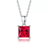 Pendant Necklace Cultured Ruby Cultured Emerald S925 Silver Geometric Style Set With Diamonds