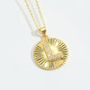 Pendant Necklace Disc Copper Mixed Gemstone Setting Electroplating Letters Numbers Text Style Unisex