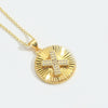 Pendant Necklace Disc Copper Mixed Gemstone Setting Electroplating Letters Numbers Text Style Unisex
