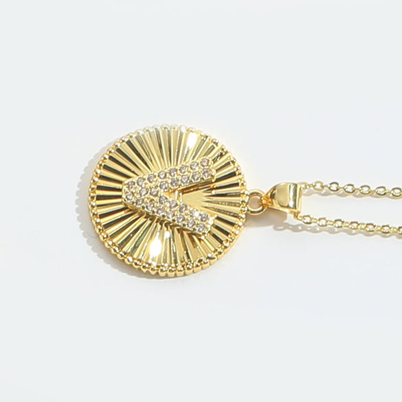 Pendant Necklace Disc Copper Mixed Gemstone Setting Electroplating Letters Numbers Text Style Unisex
