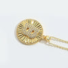Pendant Necklace Disc Copper Mixed Gemstone Setting Electroplating Letters Numbers Text Style Unisex