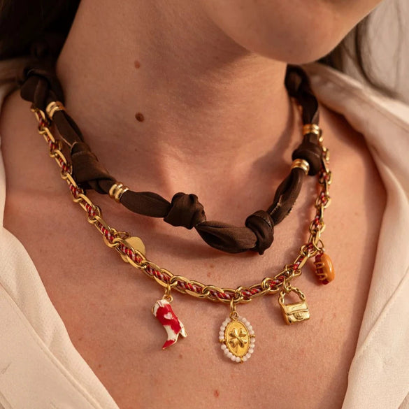 Pendant Necklace Fabric Seiko Regular Chain Ins Style