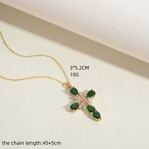 Pendant Necklace Female Niche Fashion Cross Virgin Portrait Copper Mixed Gem Inlay Electroplating Zircon Ochain