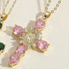 Pendant Necklace Female Niche Fashion Cross Virgin Portrait Copper Mixed Gem Inlay Electroplating Zircon Ochain