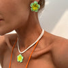 Pendant Necklace Flower Flannel Dripping Oil Clavicle Chain