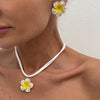 Pendant Necklace Flower Flannel Dripping Oil Clavicle Chain
