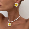 Pendant Necklace Flower Flannel Dripping Oil Clavicle Chain