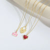 Pendant Necklace For Women Copper Geometric Shape Mixed Gemstone Setting Electroplating Heart Envelope Love Lock Design