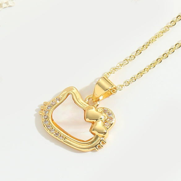 Pendant Necklace Fourleaf Clover Geometric Copper Mixed Gemstone Electroplating For Women