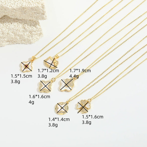 Pendant Necklace Fourleaf Clover Geometric Copper Mixed Gemstone Electroplating For Women