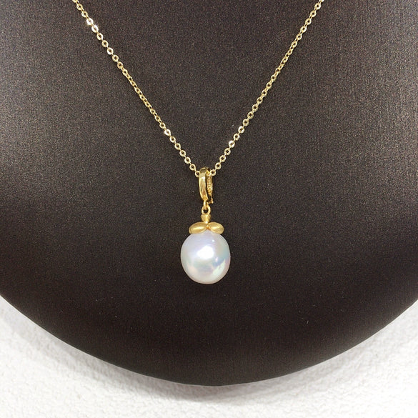 Pendant Necklace Freshwater Pearl Wrinkled Round Baroque Copper Fashion Ol Minimalist