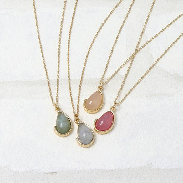 Pendant Necklace Geometric Fresh Green Titanium Steel Plated 18K Gold For Women