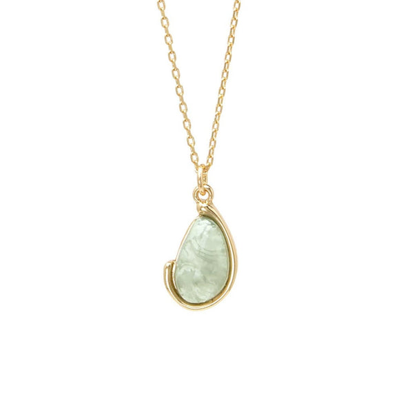 Pendant Necklace Geometric Fresh Green Titanium Steel Plated 18K Gold For Women
