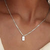 Pendant Necklace Geometric Titanium Steel Engraving Square Letter Style 14K Gold Plated