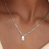 Pendant Necklace Geometric Titanium Steel Engraving Square Letter Style 14K Gold Plated