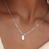 Pendant Necklace Geometric Titanium Steel Engraving Square Letter Style 14K Gold Plated