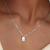 Pendant Necklace Geometric Titanium Steel Engraving Square Letter Style 14K Gold Plated