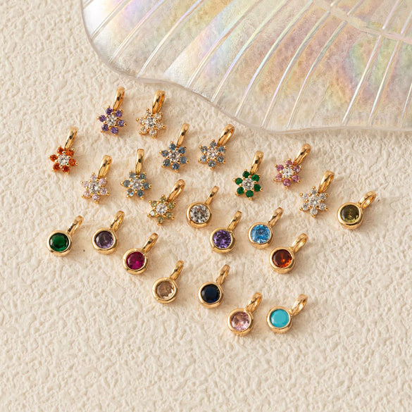 Pendant Necklace Glass Zircon Copper Electroplating Hexagonal Round Shape Birthstone December