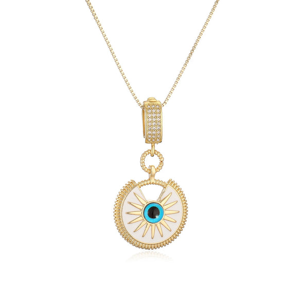 Pendant Necklace Gold Plated Copper Geometric Oil Drop Devil's Eye Retro