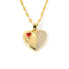 Pendant Necklace Heart Shape Copper Inlaid Zircon Electroplated