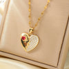 Pendant Necklace Heart Shape Copper Inlaid Zircon Electroplated