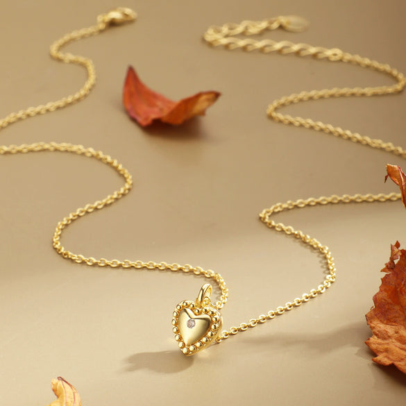 Pendant Necklace Heart Shape Copper 14K Gold Plated Electroplating For Women
