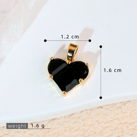 Pendant Necklace Heartshaped Copper Microinlaid Colorful Zircon Electroplating