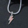 Pendant Necklace Hiphop Disco Lightning Style Copper Alloy With Diamond Geometric Design For Men And Women