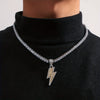 Pendant Necklace Hiphop Disco Lightning Style Copper Alloy With Diamond Geometric Design For Men And Women