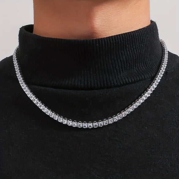 Pendant Necklace Hiphop Disco Lightning Style Copper Alloy With Diamond Geometric Design For Men And Women