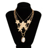 Pendant Necklace Imitation Pearl Alloy Star Flower Electroplating For Women