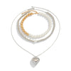 Pendant Necklace Imitation Pearl Heartshaped Geometric Electroplated Ball Chain Women's