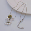 Pendant Necklace Imitation Pearl Resin Copper Drop Shape Electroplating Snake Bone Chain For Women