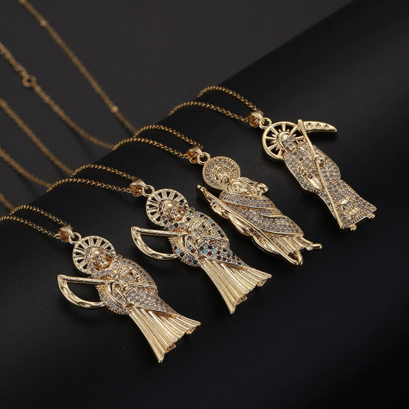 Pendant Necklace Jewelry Copper Inlaid Zircon Cartoon Characters Style
