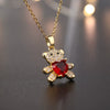 Pendant Necklace Jewelry Copper Mixed Gem Inlaid Animal Zodiac Electroplated Cute Bear Love Design Ochain